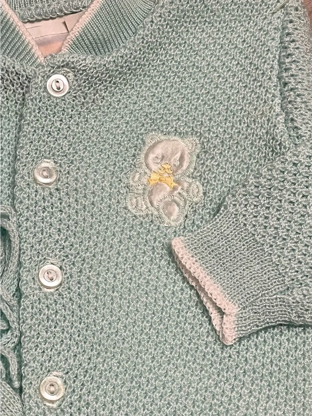 Vintage Baby 3-Piece Sweater, Bonnet & Booties Set - New Old Stock 0-6 mths